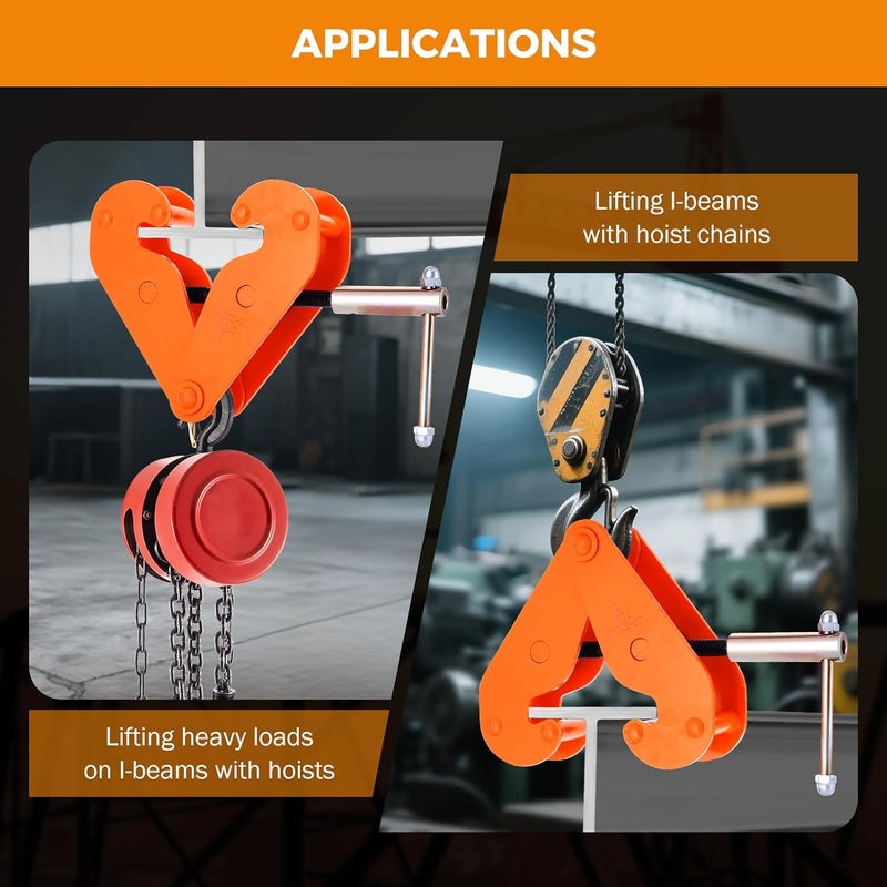 BEAMNOVA I Beam Clamp 4400lbs 2 Ton Load Capacity Heavy Duty Lifting Clamp Tool Metal for Rigging Adjustable Opening Flange - Image 2